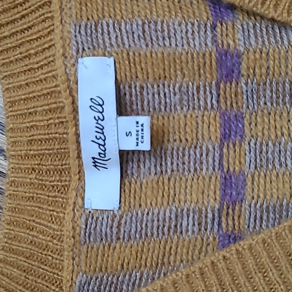 Madewell V-Neck Sweater Vest in Mustard and Multicolor Size S - Picture 2 of 6